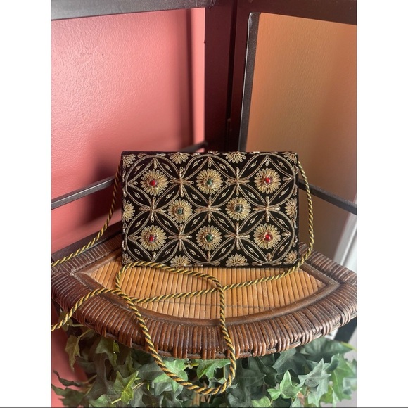 VINTAGE velvet tinsel purse - Picture 5 of 7